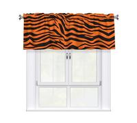 XBKGOHA Short Curtains with Valance Rod 54x18in Tiger Stripes Orange Pattern Printing for Kitchen, Bathroom, bedroom, Studio, Fits Most Standard or Decorative Curtain Rods