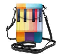 XBKGOHA Small Cell Phone Purse 7.6x4.9in Colorful Piano Keyboard Music Printing Leather Crossbody Flap Phone Case For Women, Perfect For Walking, Camping