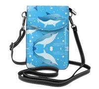 XBKGOHA Small Cell Phone Purse 7.6x4.9in Dolphins In The Sea Printing Leather Crossbody Flap Phone Case For Women, Perfect For Walking, Camping