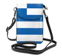 XBKGOHA Small Cell Phone Purse 7.6x4.9in Greek Flag Printing Leather Crossbody Flap Phone Case For Women, Perfect For Walking, Camping