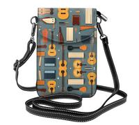 XBKGOHA Small Cell Phone Purse 7.6x4.9in Guitar Piano Printing Leather Crossbody Flap Phone Case For Women, Perfect For Walking, Camping