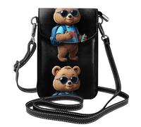 XBKGOHA Small Cell Phone Purse 7.6x4.9in Little Bear At Work Printing Leather Crossbody Flap Phone Case For Women, Perfect For Walking, Camping