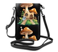 XBKGOHA Small Cell Phone Purse 7.6x4.9in Little Snail In The Mushroom House Printing Leather Crossbody Flap Phone Case For Women, Perfect For Walking, Camping