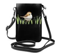 XBKGOHA Small Cell Phone Purse 7.6x4.9in Little Sparrow In The Rice Field Printing Leather Crossbody Flap Phone Case For Women, Perfect For Walking, Camping