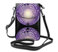 XBKGOHA Small Cell Phone Purse 7.6x4.9in Little Stars In The Purple Vortex Printing Leather Crossbody Flap Phone Case For Women, Perfect For Walking, Camping