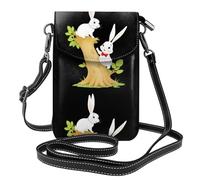 XBKGOHA Small Cell Phone Purse 7.6x4.9in Little White Rabbit On The Tree Printing Leather Crossbody Flap Phone Case For Women, Perfect For Walking, Camping