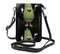 XBKGOHA Small Cell Phone Purse 7.6x4.9in Lively Mr. Bitter Melon Printing Leather Crossbody Flap Phone Case For Women, Perfect For Walking, Camping