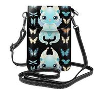 XBKGOHA Small Cell Phone Purse 7.6x4.9in Monsters And Butterflies Printing Leather Crossbody Flap Phone Case For Women, Perfect For Walking, Camping