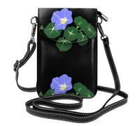 XBKGOHA Small Cell Phone Purse 7.6x4.9in Morning Glory Under Green Leaves Printing Leather Crossbody Flap Phone Case For Women, Perfect For Walking, Camping