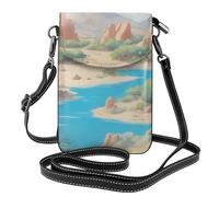 XBKGOHA Small Cell Phone Purse 7.6x4.9in Oasis In The Desert Printing Leather Crossbody Flap Phone Case For Women, Perfect For Walking, Camping