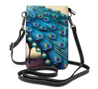 XBKGOHA Small Cell Phone Purse 7.6x4.9in Oriental Peacock On Flower Tree Printing Leather Crossbody Flap Phone Case For Women, Perfect For Walking, Camping