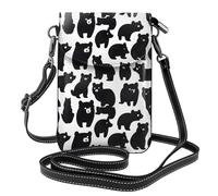 XBKGOHA Small Cell Phone Purse 7.6x4.9in Rge And Small Black Bears Printing Leather Crossbody Flap Phone Case For Women, Perfect For Walking, Camping