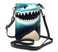XBKGOHA Small Cell Phone Purse 7.6x4.9in Smiling Shark Printing Leather Crossbody Flap Phone Case For Women, Perfect For Walking, Camping