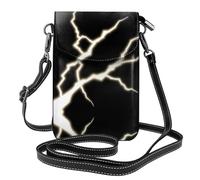 XBKGOHA Small Cell Phone Purse 7.6x4.9in Violent Lightning Printing Leather Crossbody Flap Phone Case For Women, Perfect For Walking, Camping