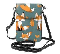 XBKGOHA Small Cell Phone Purse 7.6x4.9in Yellow Fox Printing Leather Crossbody Flap Phone Case For Women, Perfect For Walking, Camping