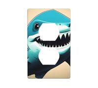 XBKGOHA Smiling Shark Picture Double Socket Wall Panel Decorative for Residential and Commercial Areas 4.5x2.76in