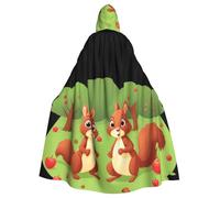XBKGOHA Squirrels In The Apple Orchard Printed Halloween Adult Hooded Cape Cloak No Zipper, Comfortable For Costume Parties