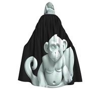 XBKGOHA Stone Carved Monkey Printed Halloween Adult Hooded Cape Cloak No Zipper, Comfortable For Costume Parties