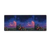 XBKGOHA Strawberries Under The Starry Sky Picture Extra Large Mouse Pad Strong Adhesion, Durable, Precise Locking Edge 12x31.5in