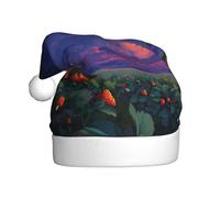 XBKGOHA Strawberries under the starry sky Printing Christmas Hat for Adult quality accessory soft, lightweight, and fluffy