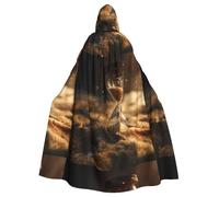XBKGOHA The Hourglass Sands Of Time Printed Halloween Adult Hooded Cape Cloak No Zipper, Comfortable For Costume Parties
