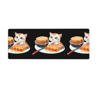 XBKGOHA The Little Cat Seeing The Delicious Food Picture Extra Large Mouse Pad Strong Adhesion, Durable, Precise Locking Edge 12x31.5in