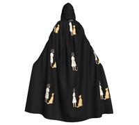 XBKGOHA The Story Of People And Dogs Printed Halloween Adult Hooded Cape Cloak No Zipper, Comfortable For Costume Parties