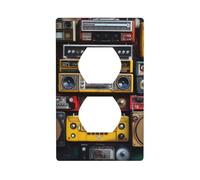 XBKGOHA Vintage Wall of Radio Boombox Picture Double Socket Wall Panel Decorative for Residential and Commercial Areas 4.5x2.76in