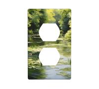 XBKGOHA Water Lilies in The Pond Picture Double Socket Wall Panel Decorative for Residential and Commercial Areas 4.5x2.76in