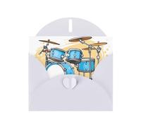 XBKGOHA White Greeting Card Cartoon Drummer Knock Printed for Festive Birthday Party Invitation