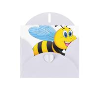 XBKGOHA White Greeting Card Flying Wasp Printed for Festive Birthday Party Invitation