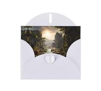 XBKGOHA White Greeting Card mountains and rivers Printed for Festive Birthday Party Invitation