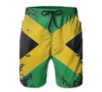 XBMPIUAS Swim Shorts Mens Beach Shorts Jamaica Flag Jamaican 3D Printed Swim Trunks Quick Dry Surf Bathing Suit
