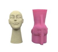 XBOKA Silicone Plant Pots Mold Vase Mold Human Face Shape Craft Moulds Succulent Planter Molds Silicone Texture for Planter