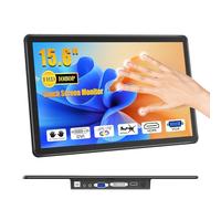XBONFIRE 15.6" Touchscreen Monitor, HDR 1080P IPS 10-Point Touch Screen Monitor with HDMI VGA DVI, VESA & Speakers Touch Screen for PC, Laptop, RPi, POS, Industrial Medical Equipment