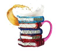 xBook Mug, Glass Books Stack Coffee Cup Collection, Cute Bookish Drinkware Writers, Teachers, Literature Lovers, Friends and Family, Bookworm Coffee Tea for Daily Use at Home, Office, or Reading Nook