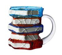 xBook Mug, Glass Books Stack Coffee Cup Collection, Cute Bookish Drinkware Writers, Teachers, Literature Lovers, Friends and Family, Bookworm Coffee Tea for Daily Use at Home, Office, or Reading Nook