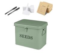 Xbopetda Seed Storage Box Organiser, Metal Garden Seed Tin with Side Handles and Lid, 3 Compartments & Safety Lock Seed Packet Container Seed Storage Container, Gardening Gifts for Gardeners (Green)