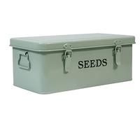 Xbopetda Seed Storage Box Organiser, Metal Garden Seed Tin with Side Handles and Lid, 4 Compartments & Safety Lock Seed Packet Container Seed Storage Container, Gardening Gifts for Gardeners (Green)