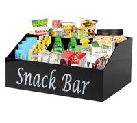 Xbopetda Snack Storage, 4 Compartment Acrylic Snack Box, Trapezoid Food Storage Bins, Snack Bar Organiser for Chips Candy Snacks, Snack Containers Snack Holder for Pantry Organiser and Storage, Black