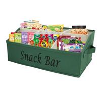 Xbopetda Snacks Box Container, 6 Compartment Snack Tray with Handles, Food Storage Organizer Bins, Trapezoid Storage Basket for Chips Candy Snacks, Snack Bar Station Organizer for Pantry Storage-Green