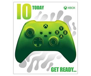Xbox 10th Birthday Card, Childrens Birthday Card For 10th Birthday Celebration, Xbox Card For Kids, Officially Licensed Birthday Card