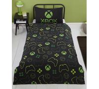 Xbox Bedding Single Duvet Cover Set - Reversible Black & Green Gaming Bedding for Kids & Teens - Official Xbox Controller & Logo Design - Soft Easy-Care 100% Polyester