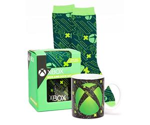Xbox Mug and Socks for Kids | Video Game Console Logo Coffee Cup One Size Socks | Gaming Presents Birthday Christmas | Green Black Ceramic Homeware 11oz