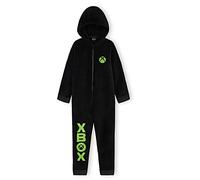 Xbox Onesie for Boys Teens All in One Fleece Pyjamas Hooded Jumpsuit Loungewear Cosy Warm Nightwear Gamer Gifts for Boys (13-14 Years, Black)
