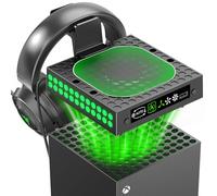 Xbox Series X Cooling Fan Dust Cover with Auto Mode, Xbox Series X Fan with 9 RGB Lights, Built-in AUTO Adjustable Fan Cooling System, XBX Serie X Cooling Stand with Headset Holder
