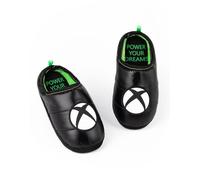 Xbox Slippers For Kids Teens | Boys Girls Game Console Logo House Shoes Merchandise Gifts For Him | Black Green Slip On Loafers UK Child 13
