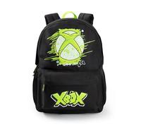 Xbox Unisex Kids Black Logo Backpack | Zip-Up School Bag with 'Game On' Print & Green Accents | Ideal for Back to School & Carrying Books Merch