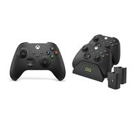 Xbox Wireless Controller â€“ Carbon Black Series X|S, One, and Windows Devices + Venom Twin Charging Dock with 2 x Rechargeable Battery Packs - Black Series X & S One