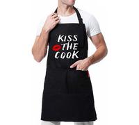 XBPDMWIN Kiss the Cook Apron Men - Funny BBQ Grill Apron for Cooking Enthusiasts, Adjustable Chef Apron with 2 Pockets Dad Gifts for Adult/Men/Women